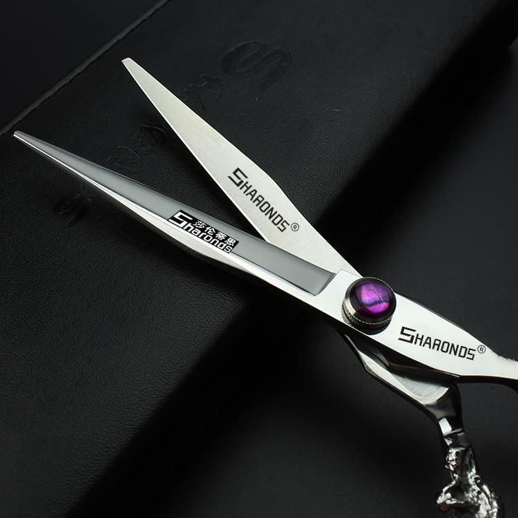 AXEMOORE 6/7/7.5/8/9 inch scissors silver professional hairdresser hair cut and trim diluted sharp 440C steel (8 inch flat shear-B) - Image 3